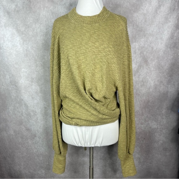 Free People FP Beach Gulfport Pullover Tie Waist Sweater In Green Women's Sz S - Picture 2 of 9